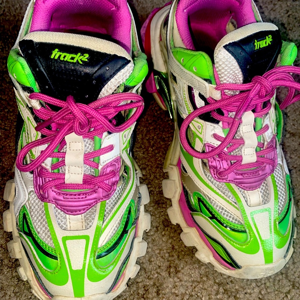 Pink and green balenciaga’s